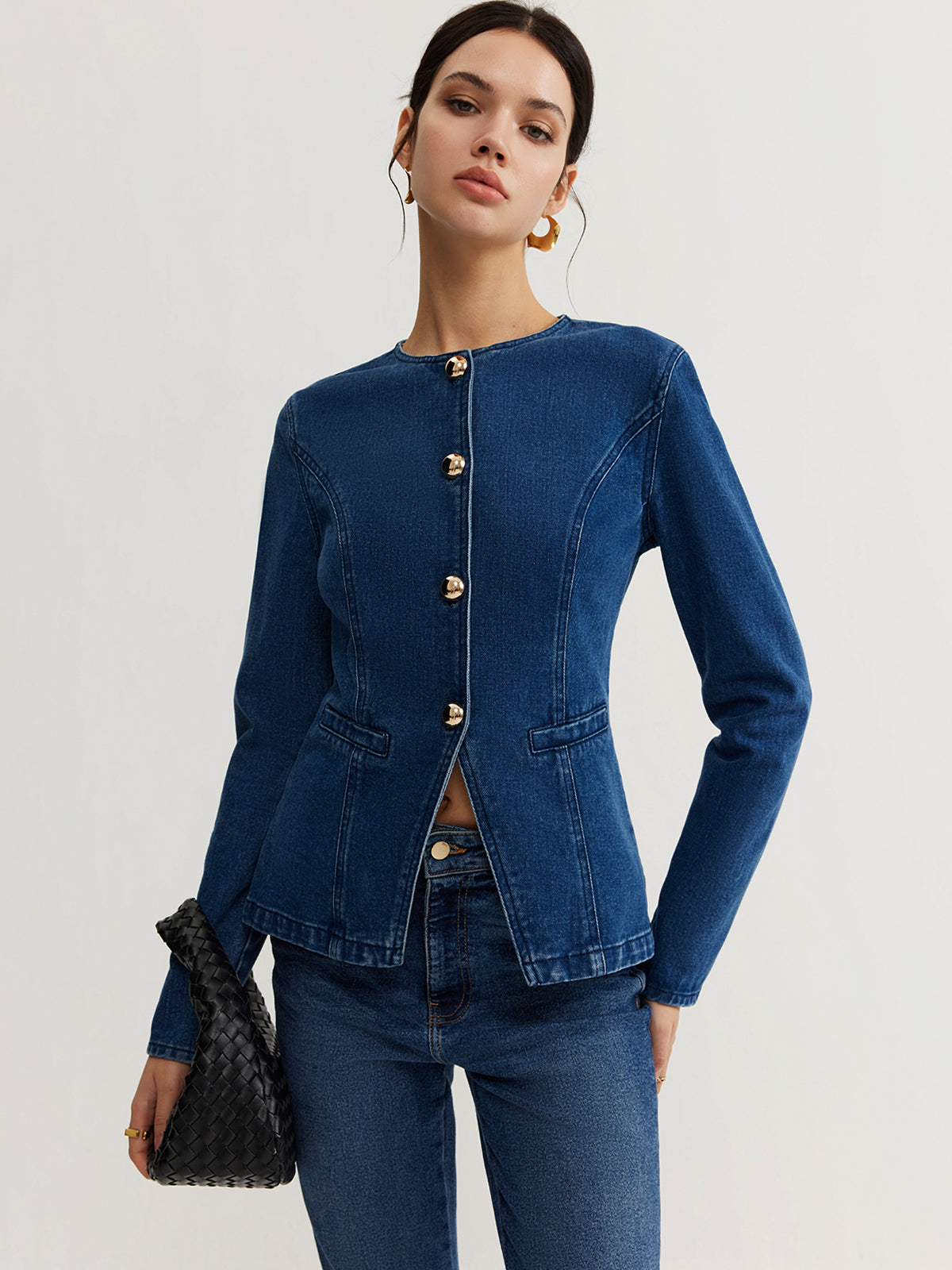 Clara | Elegante Denim Slim Bluse