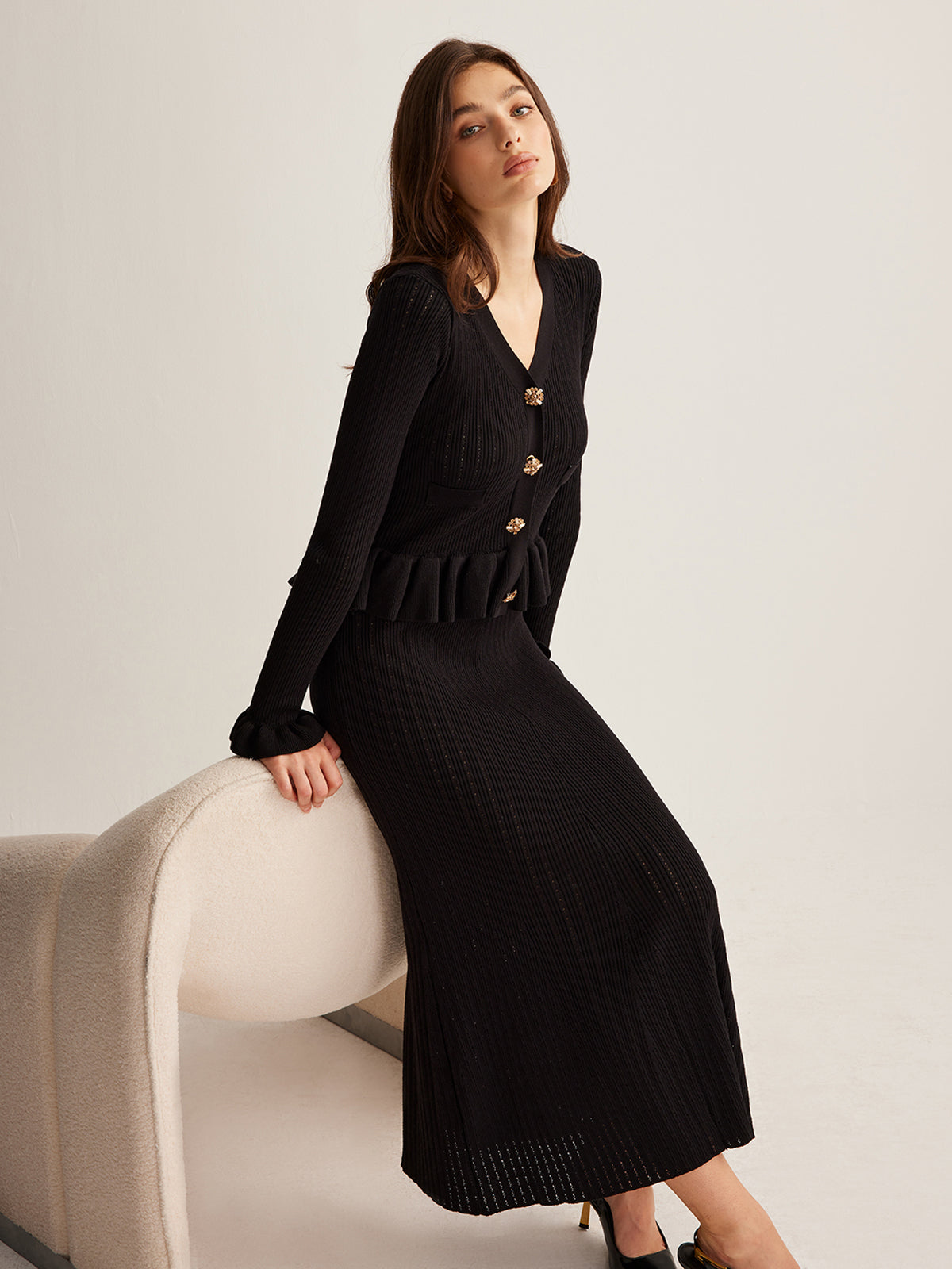 Emilia | Elegantes Pulloverkleid mit Rüschen