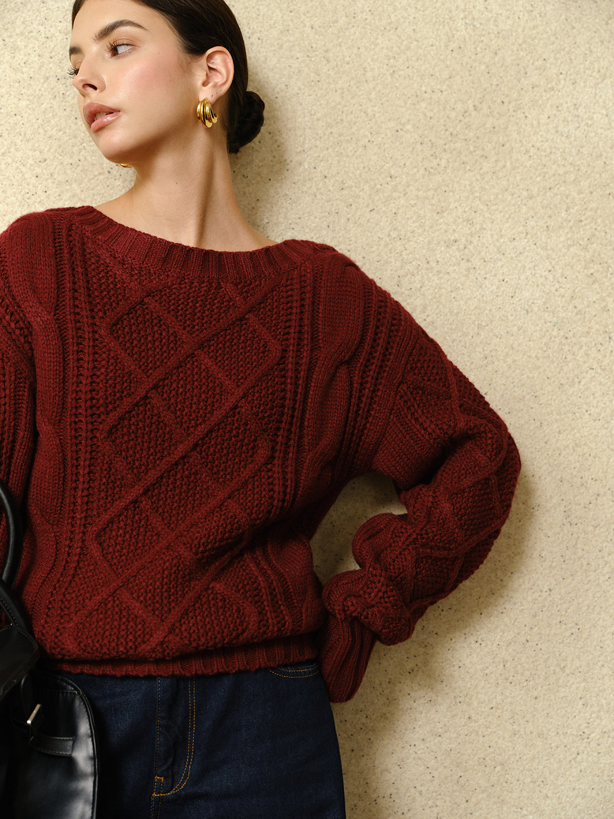 Lutz | Modisches Oberteil mit Rundhalsausschnitt und Kabelstrick