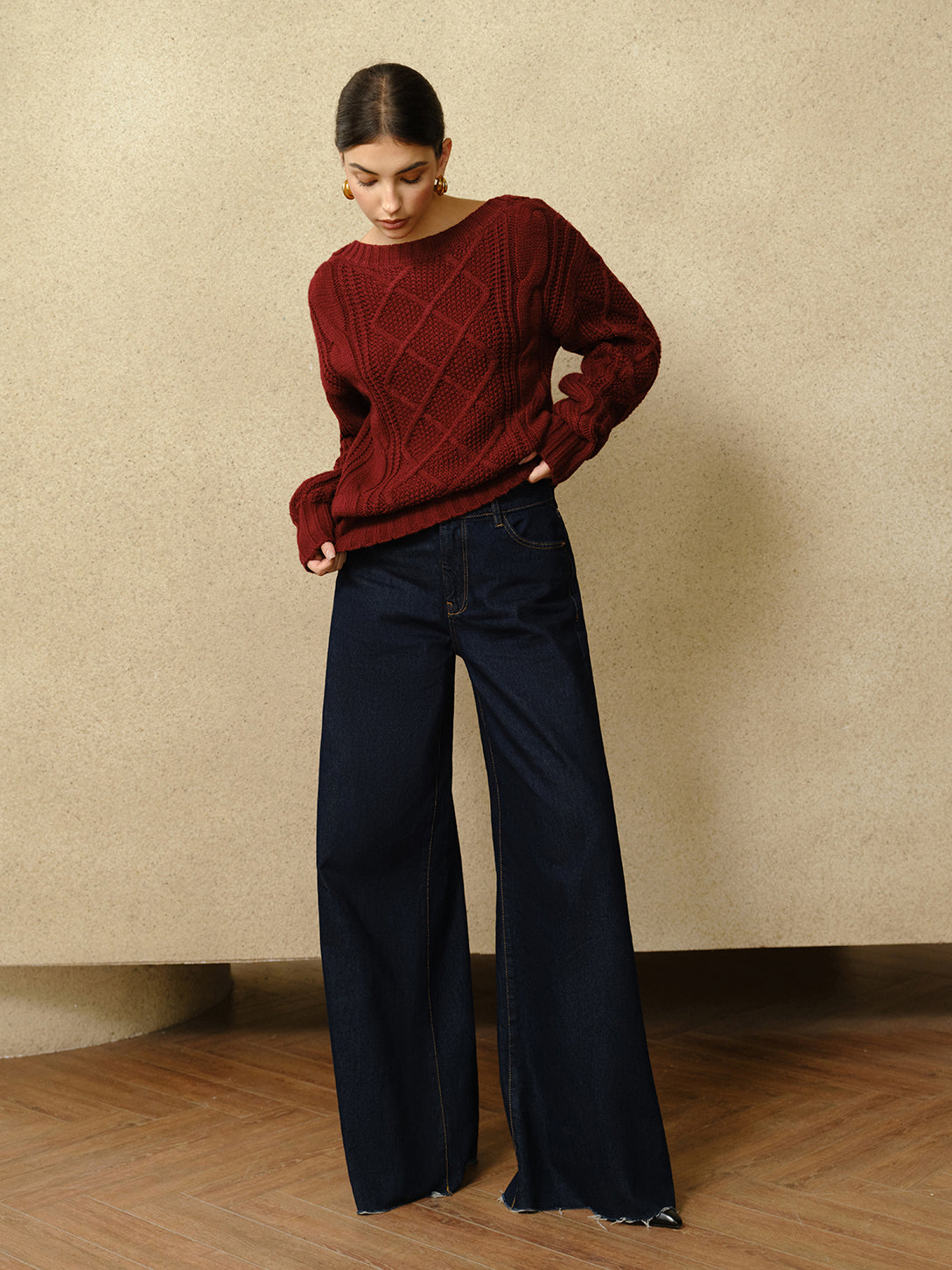 Lutz | Modisches Oberteil mit Rundhalsausschnitt und Kabelstrick