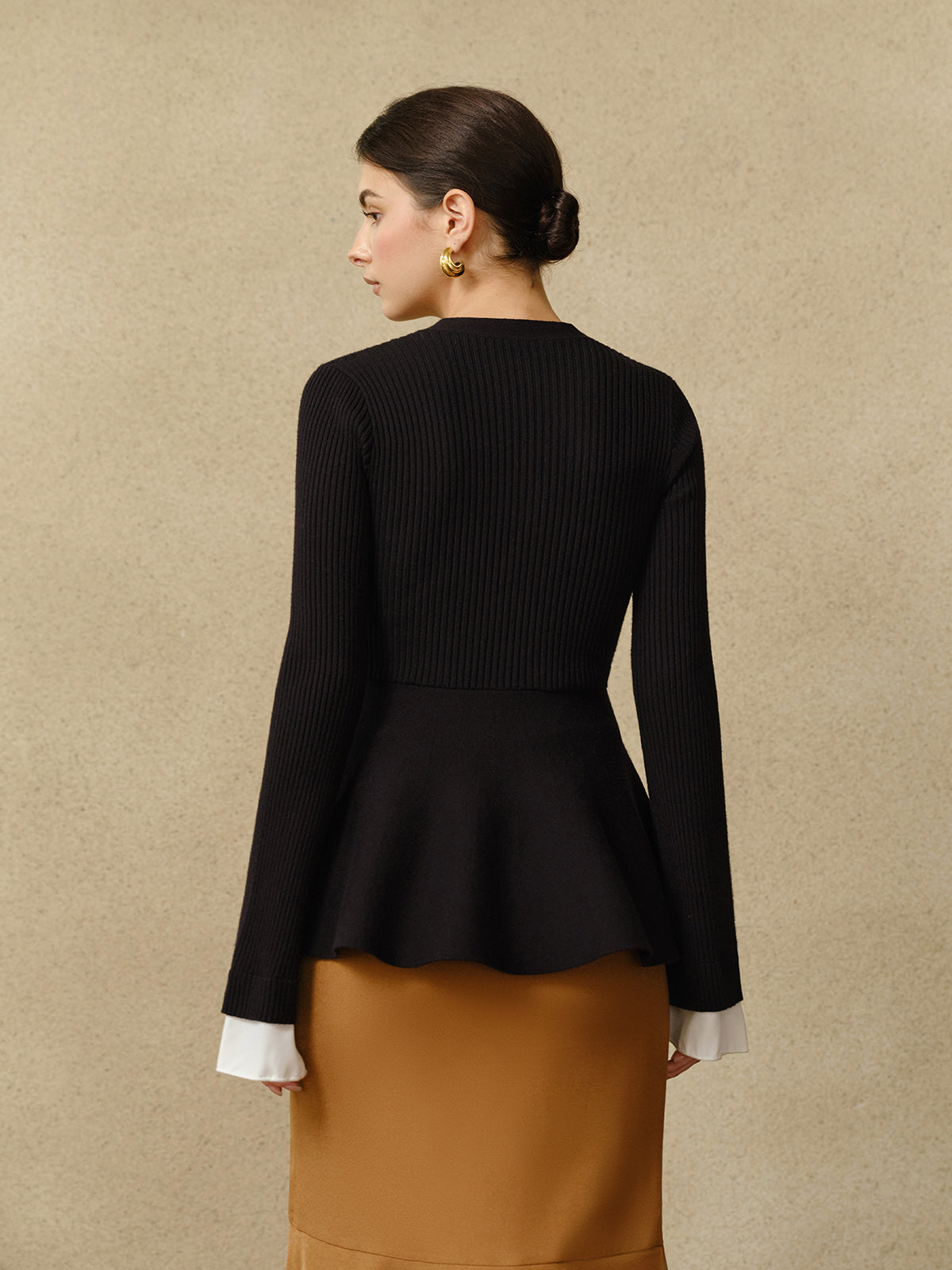 Mia | Rüschenshirt mit Kontrastbündchen