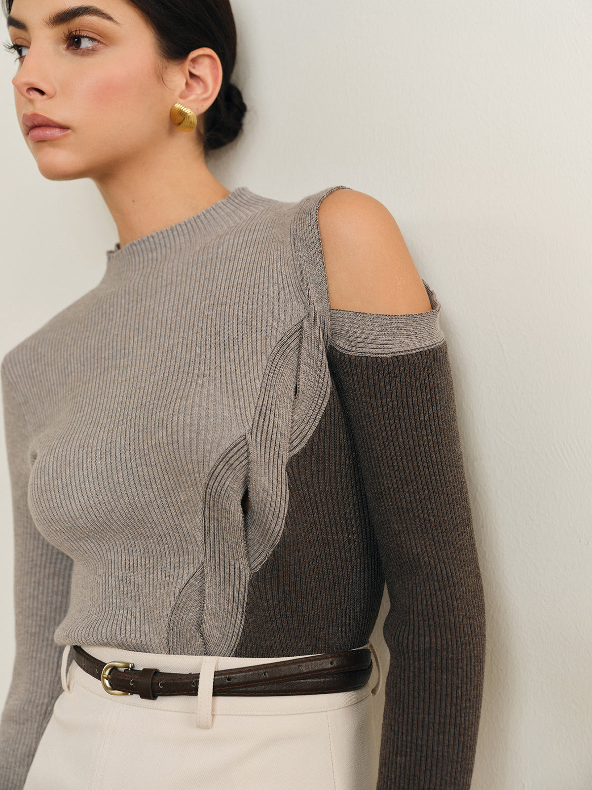 Clara | Lässiges Farbblock-Strickoberteil mit Ausschnitt