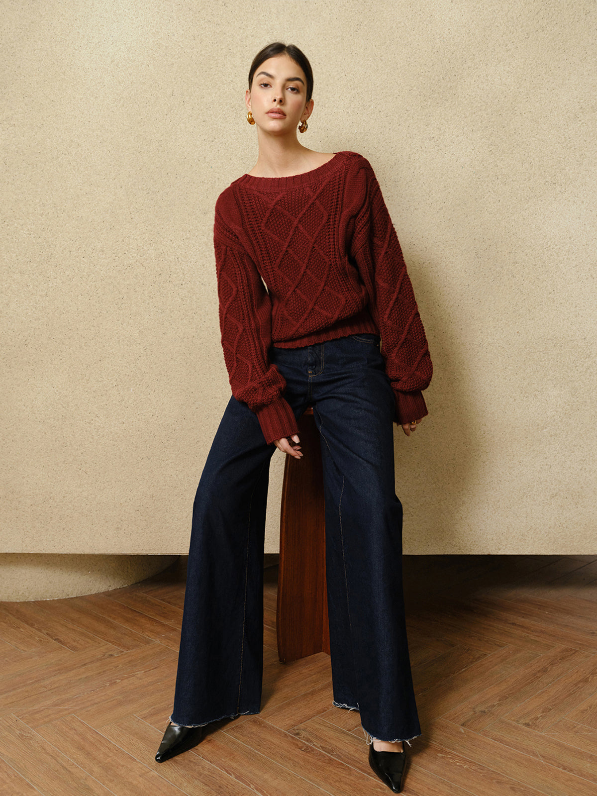 Lutz | Modisches Oberteil mit Rundhalsausschnitt und Kabelstrick