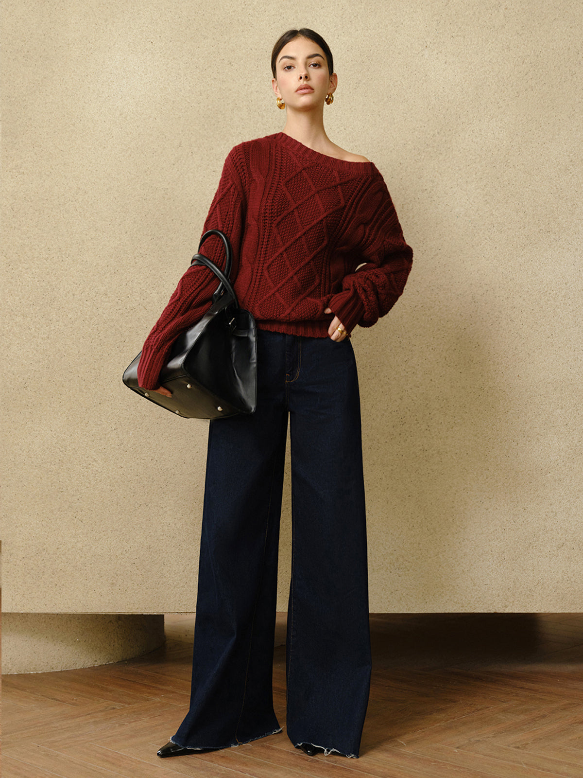 Lutz | Modisches Oberteil mit Rundhalsausschnitt und Kabelstrick