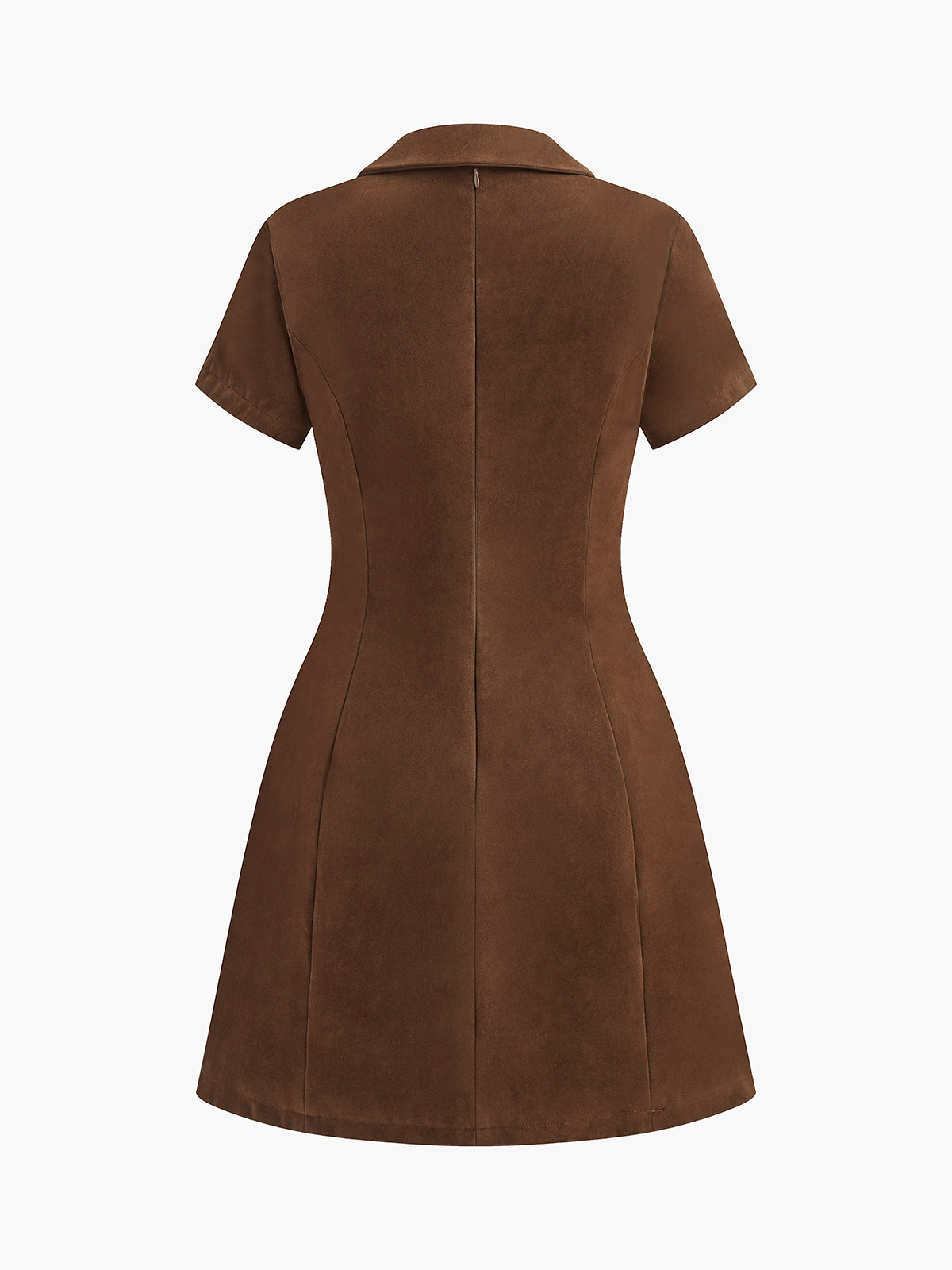 Clara | V-Ausschnitt Kurzarm Suede-Kleid