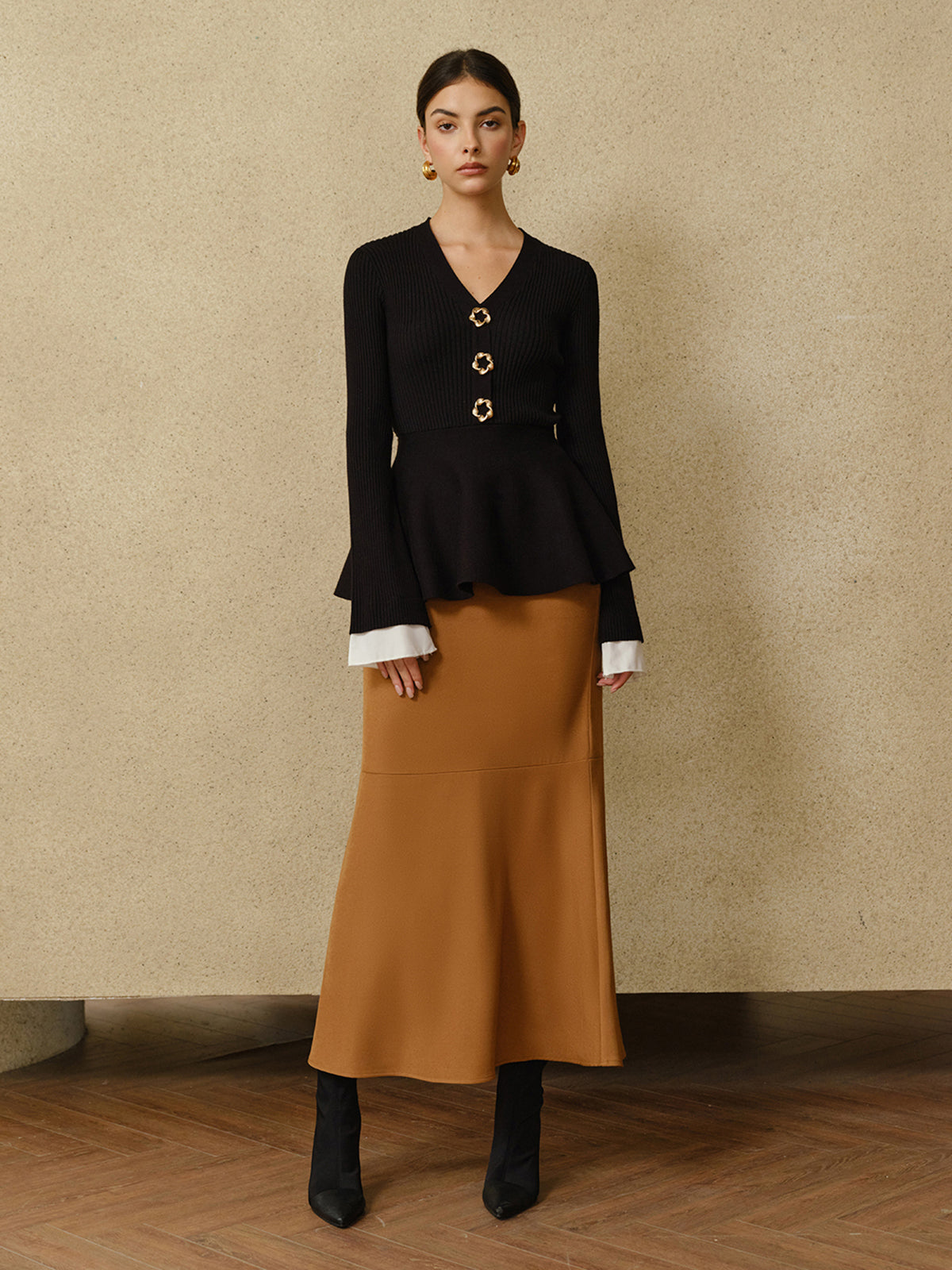 Mia | Rüschenshirt mit Kontrastbündchen