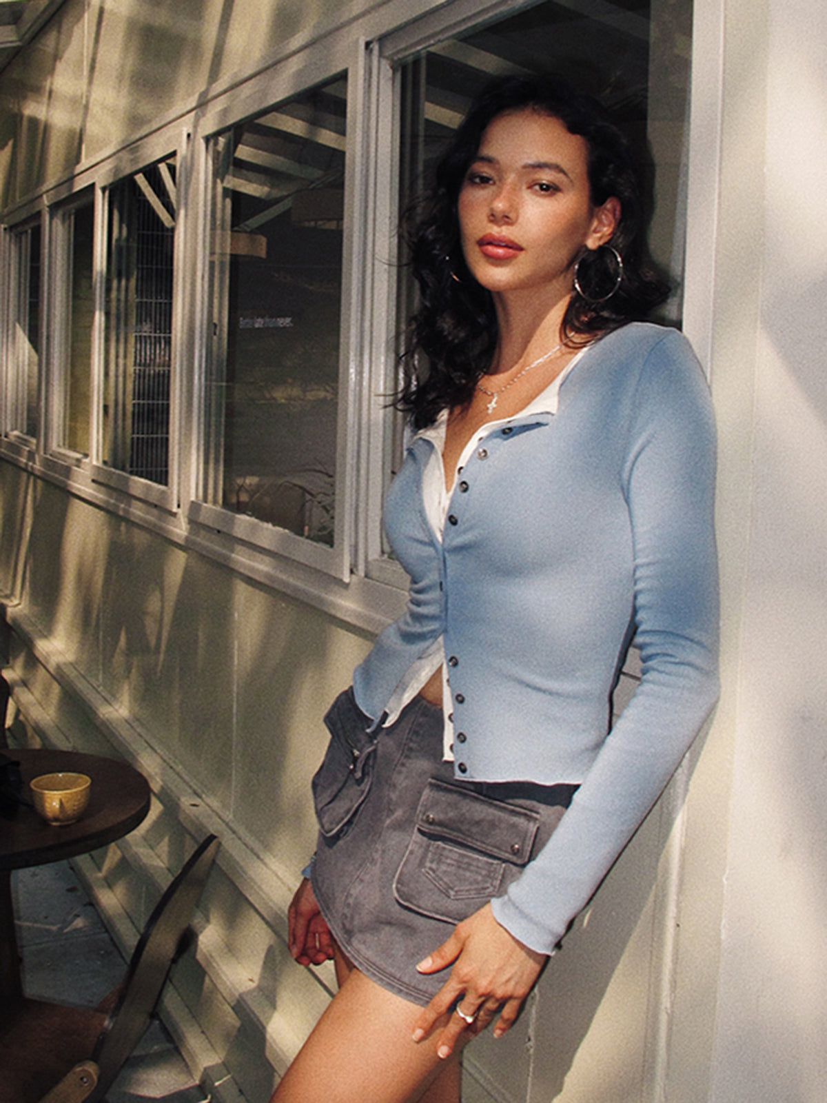 Marlene | 2 in 1 Knopf-Jersey-Bluse