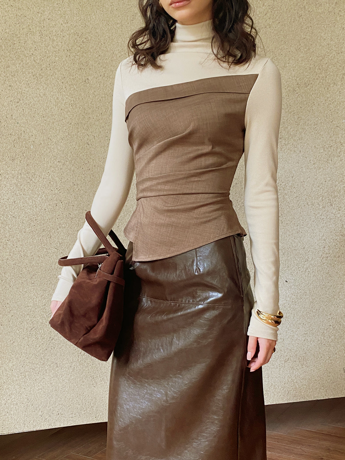 Felix | Elegantes Faltenhemd im Farbblockdesign