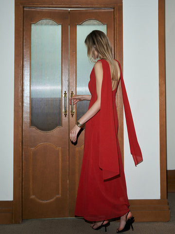 Marie | Chiffon Kleid mit Cowl Neck und Rückenfreiem Design