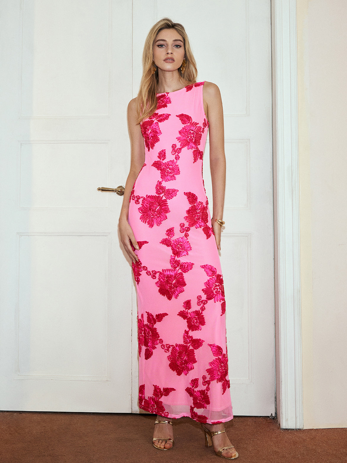 Livia | Romantisches Floral-Mesh-Kleid ohne Ärmel