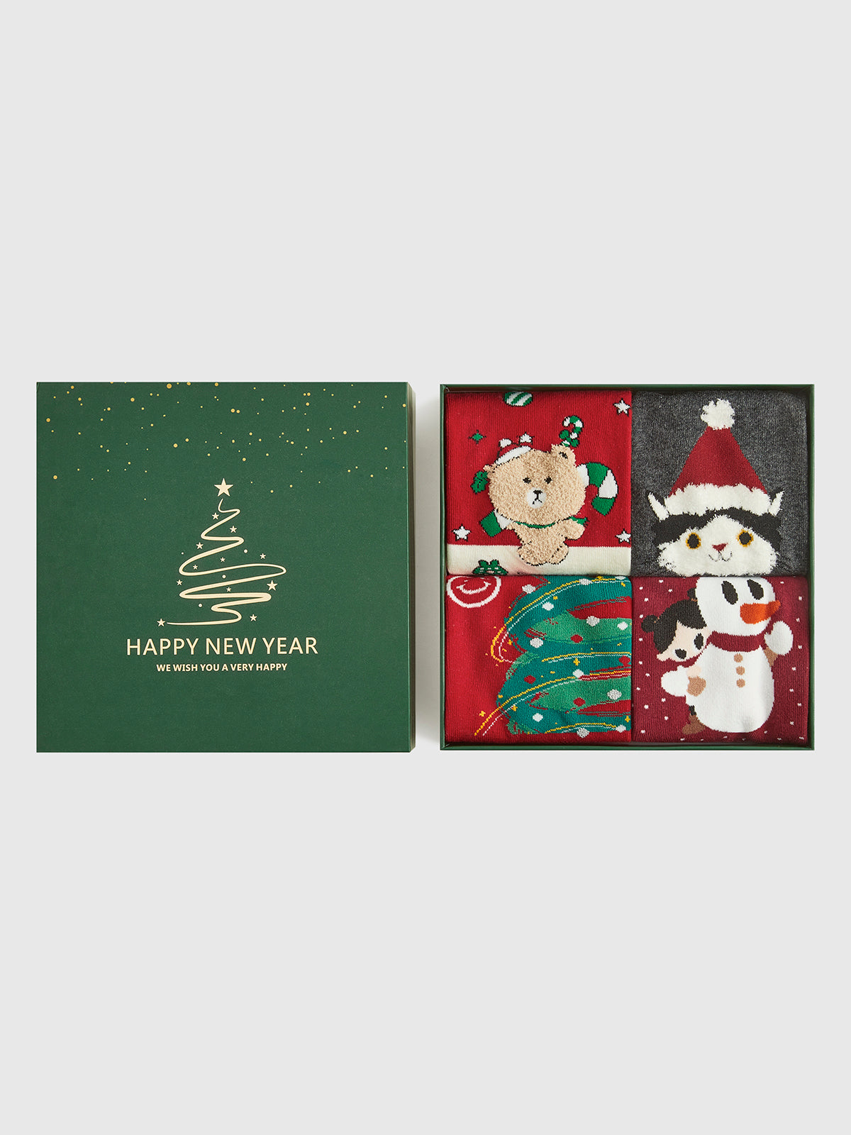 Weihnachtsfreude | Cartoon Weihnachtsgeschenkbox mit Socken