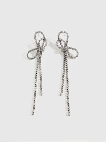 Bezaubernde Eleganz | Rhinestone Bow Tassel Ohrringe