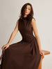Clara | Ärmloses Plissiertes Midi-Kleid mit Taschen