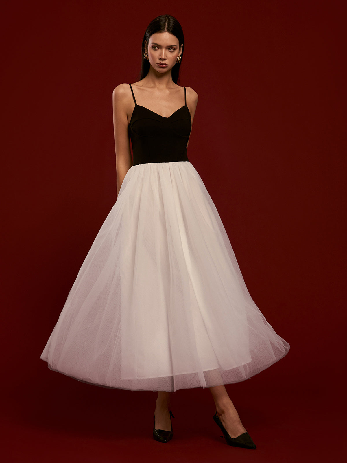 Clara | Zwei-Ton Mesh Cami Kleid