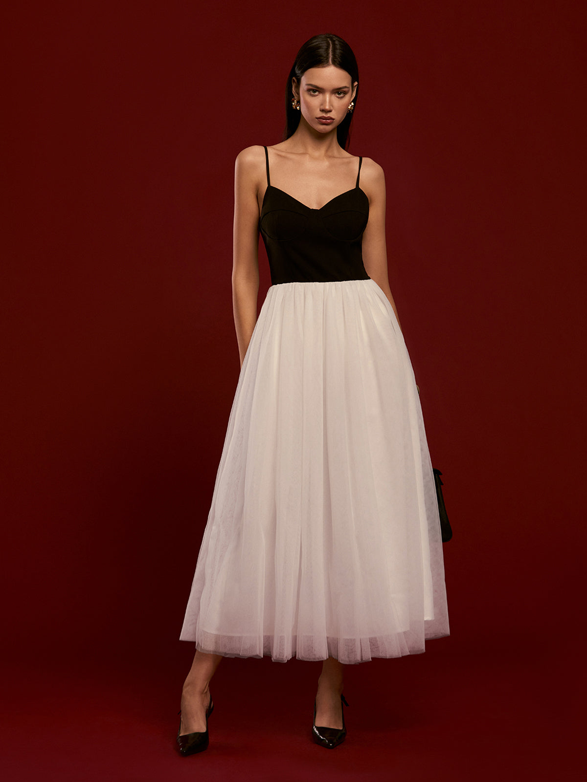 Clara | Zwei-Ton Mesh Cami Kleid