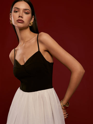 Clara | Zwei-Ton Mesh Cami Kleid