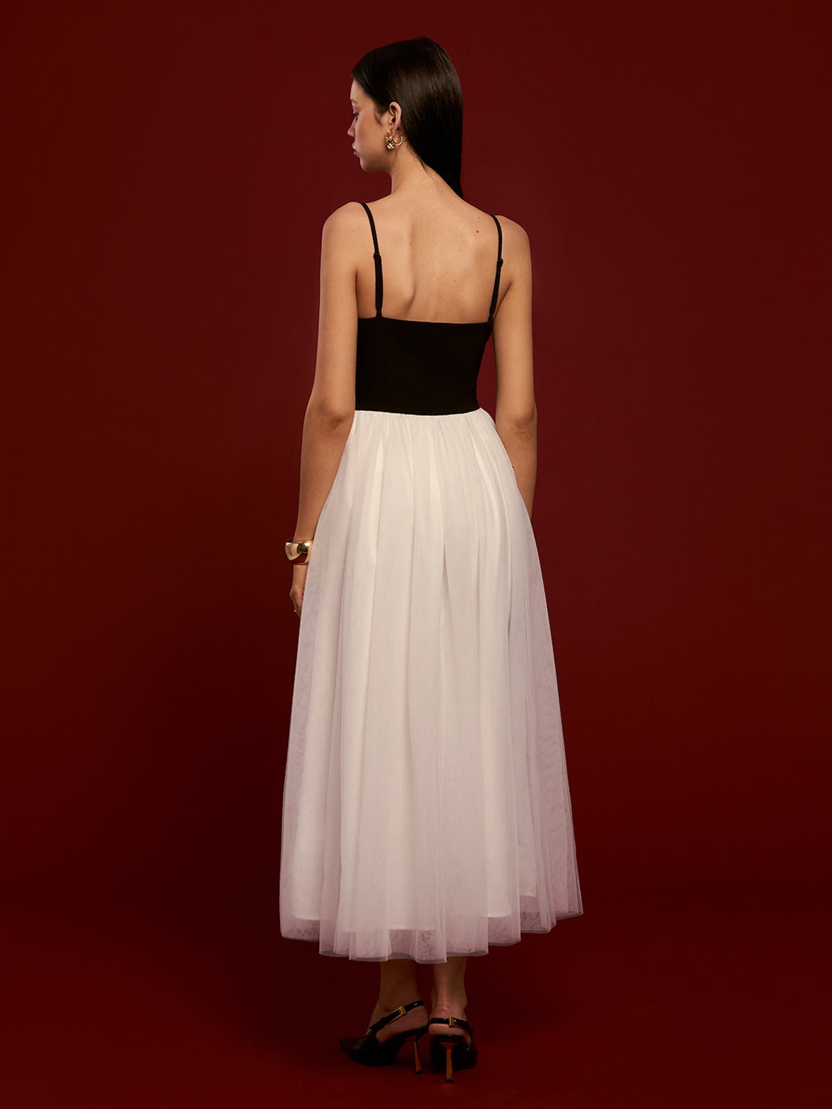 Clara | Zwei-Ton Mesh Cami Kleid