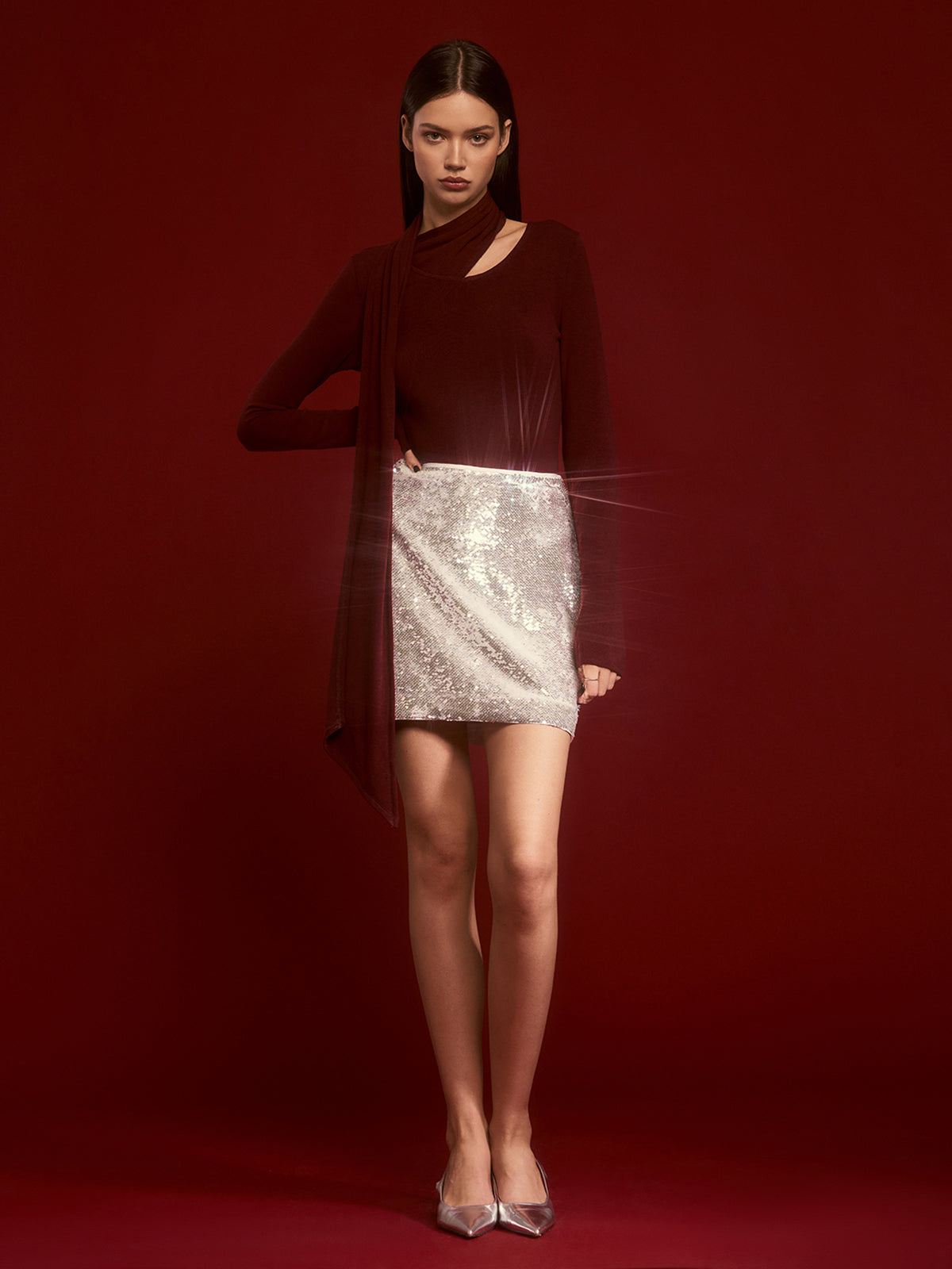 Laura | Minimalistisches Jersey-Top mit Schal