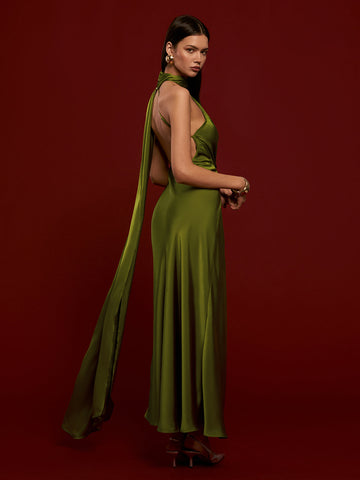 Anna | Asymmetrisches rückenfreies Satin-Kleid