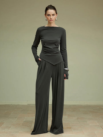 Carla | Asymmetrische Slim-Jersey-Bluse