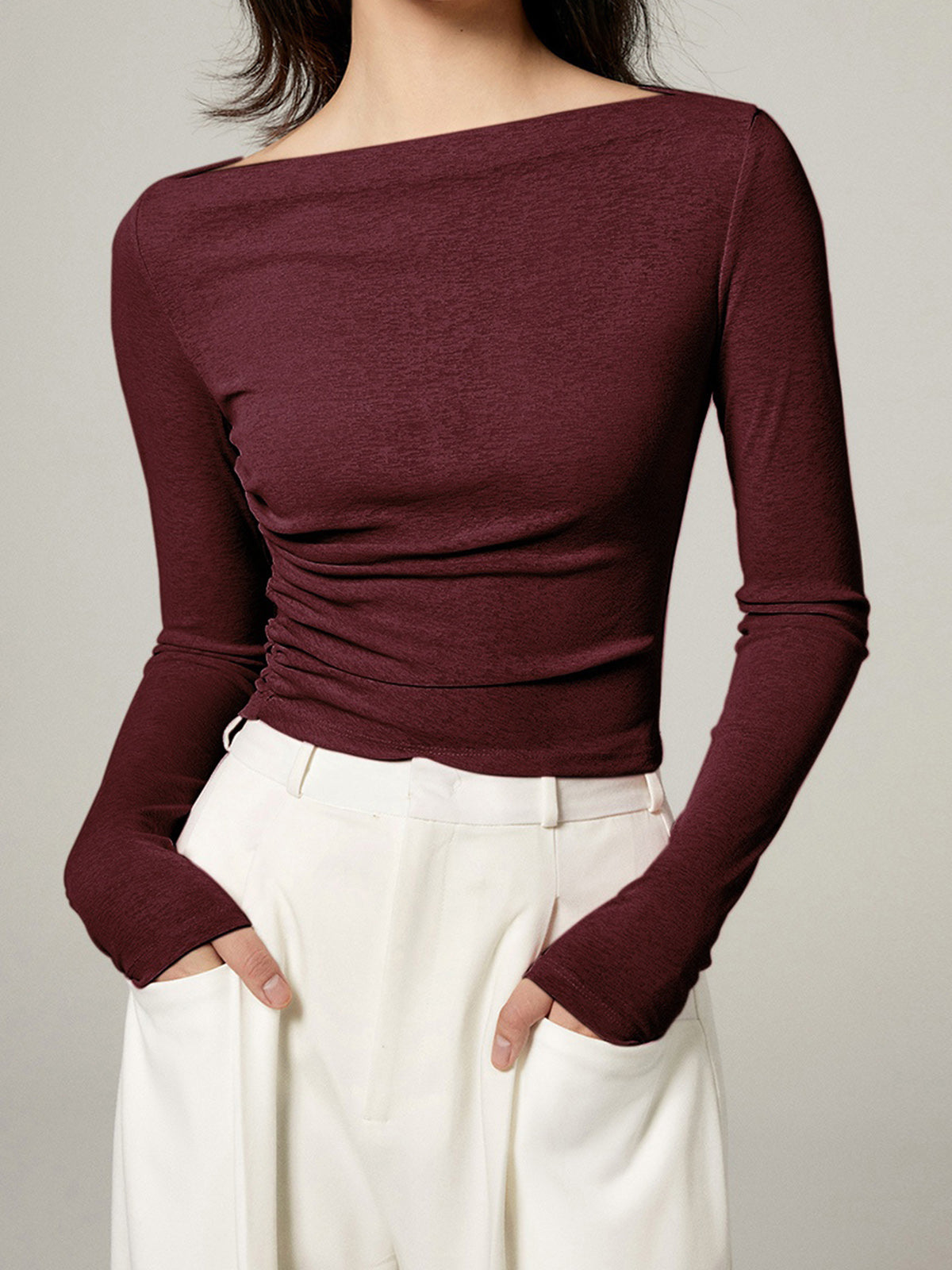 Clara | Elegantes Slim-Jersey-Top mit geradeem Ausschnitt