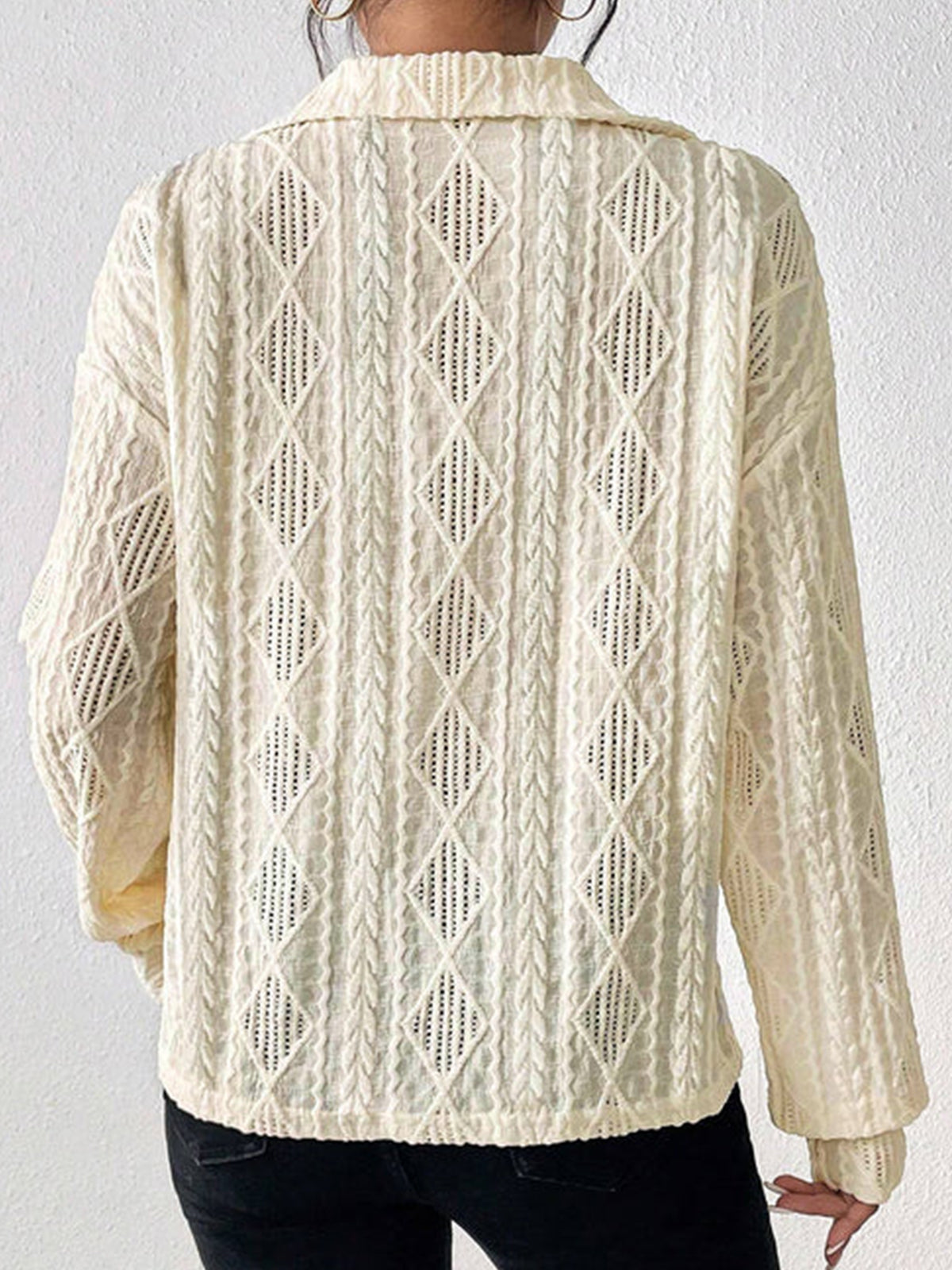 Emilia | Hollow Crochet Polo Shirt