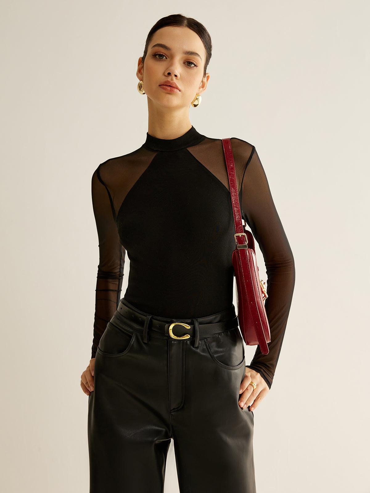 Clara | Transparentes Langarm-Jersey-Top