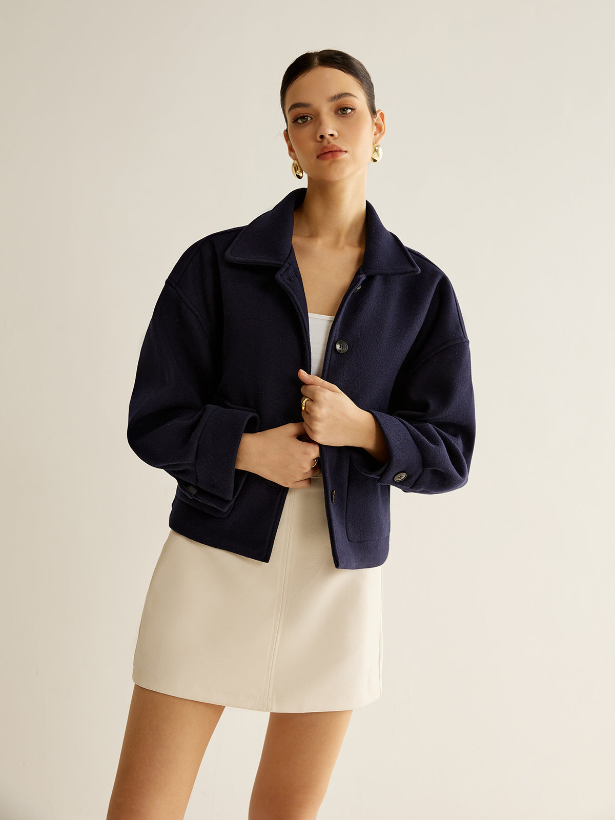 Lässiger Chic | Lässige Taschen Knopfjacke