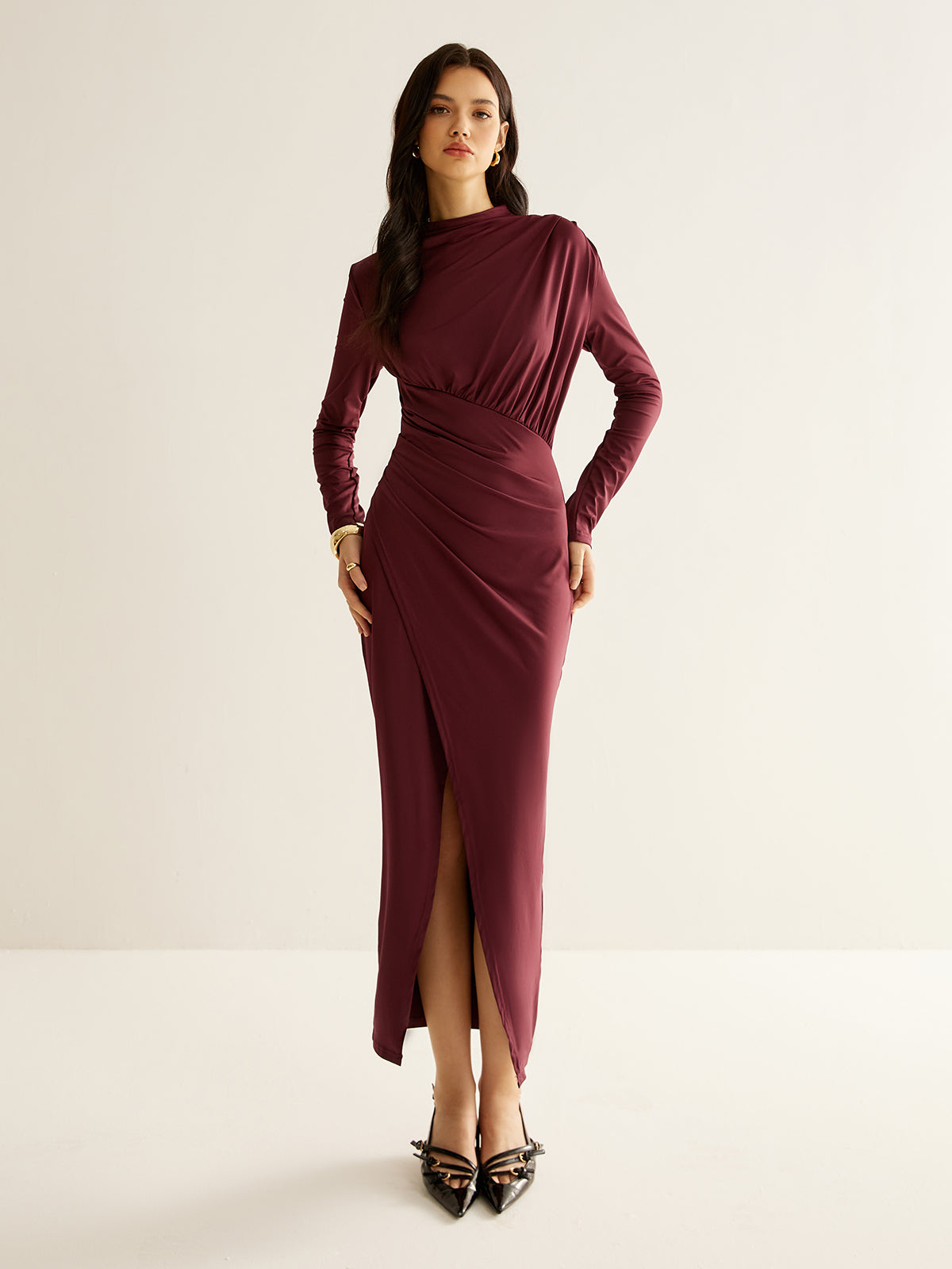 Clara | Elegantes gefaltetes Split-Kleid