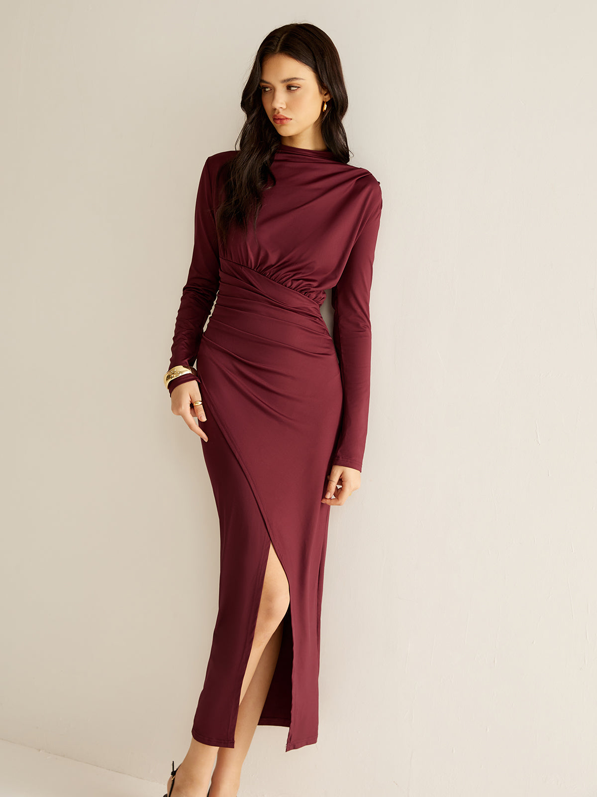 Clara | Elegantes gefaltetes Split-Kleid