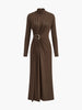 Amelie | Elegantes Faltenkleid mit Knoten und Stehkragen