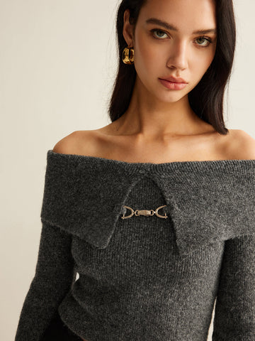 Clara | Stilvolles Off-Shoulder Crop Stricktop