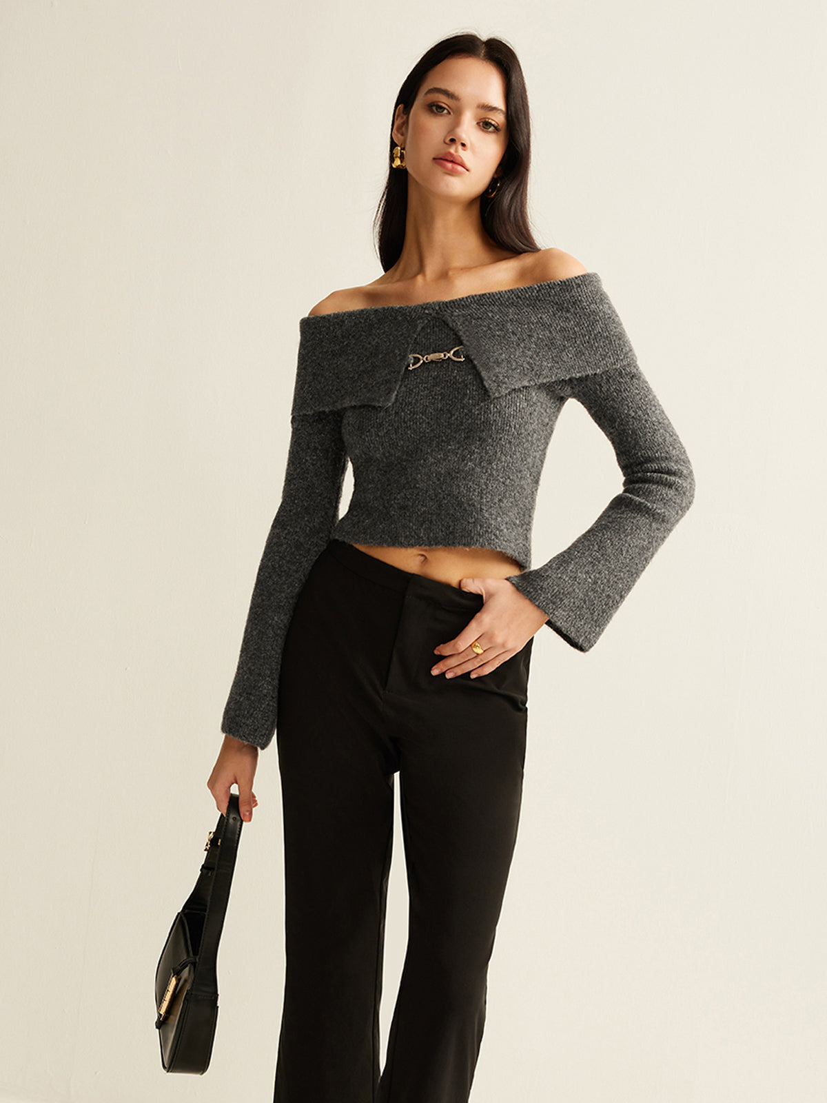 Clara | Stilvolles Off-Shoulder Crop Stricktop