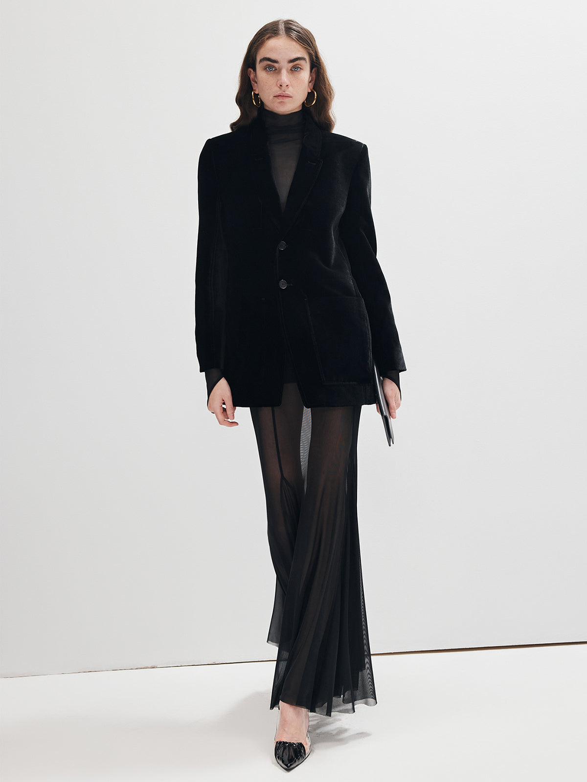 Elisa | Elegantes Mock Neck Mesh T-Shirt