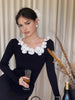 Clara | Elegantes Strickkleid mit floralem Dekor