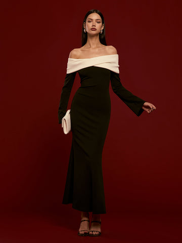 Clara | Elegantes Off-Shoulder Kleid mit Glockenärmeln