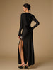 Clara | Langes Kleid mit Falten und Metallic-Dekor