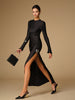 Clara | Langes Kleid mit Falten und Metallic-Dekor