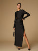 Clara | Langes Kleid mit Falten und Metallic-Dekor
