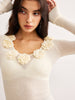Clara | Semi-transparente Strickbluse mit Blumendesign