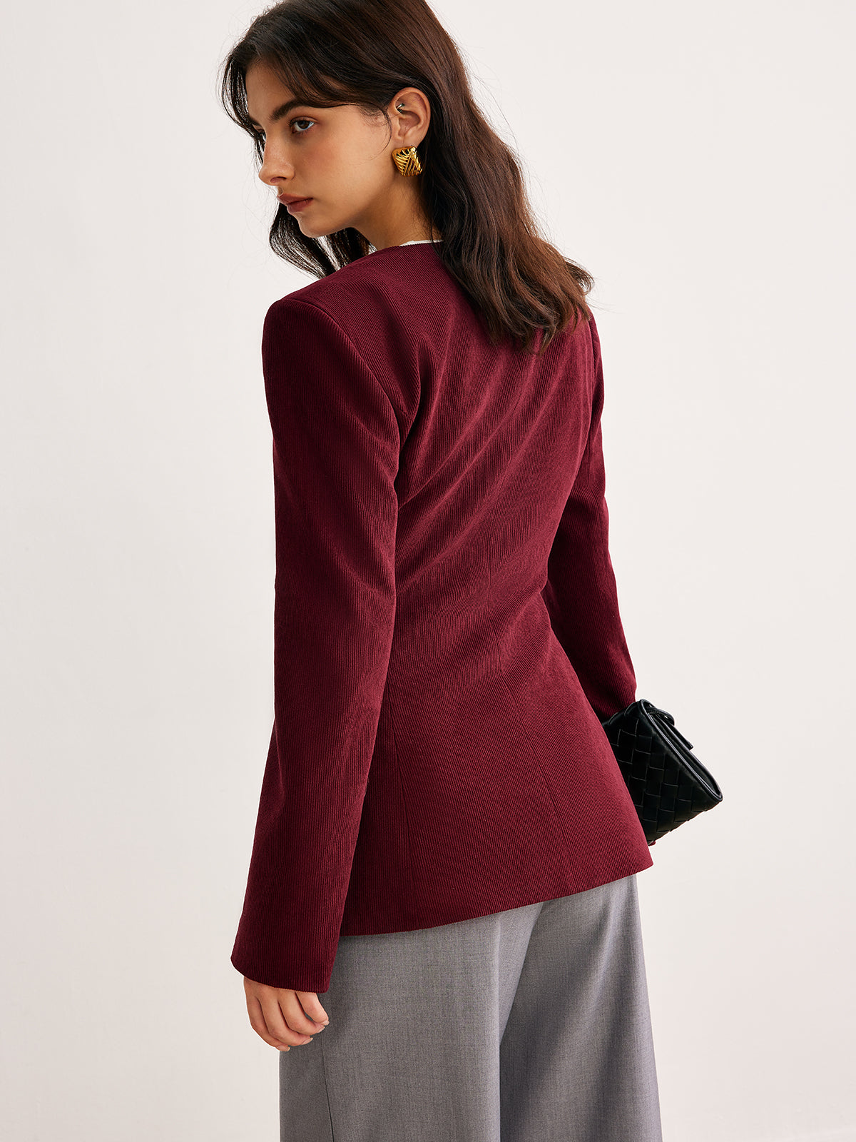 Cordula | Elegante Corduroy Bluse mit Rundkragen und Knöpfen