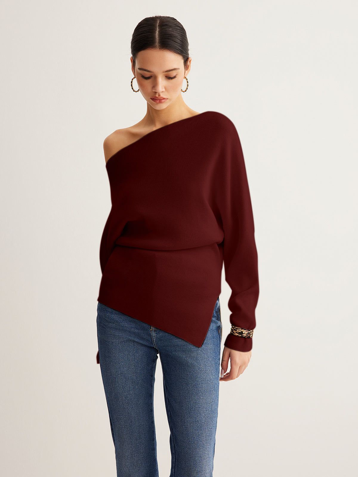 Anja | Asymmetrisches Stricktop mit Wollmischung