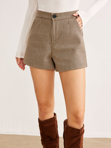Clara | Houndstooth Button Shorts