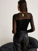 Clara | Glitzerndes Mesh-Panel Jersey-Oberteil