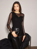 Clara | Glitzerndes Mesh-Panel Jersey-Oberteil