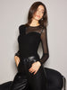 Clara | Glitzerndes Mesh-Panel Jersey-Oberteil