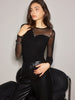 Clara | Glitzerndes Mesh-Panel Jersey-Oberteil