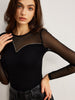 Clara | Glitzerndes Mesh-Panel Jersey-Oberteil
