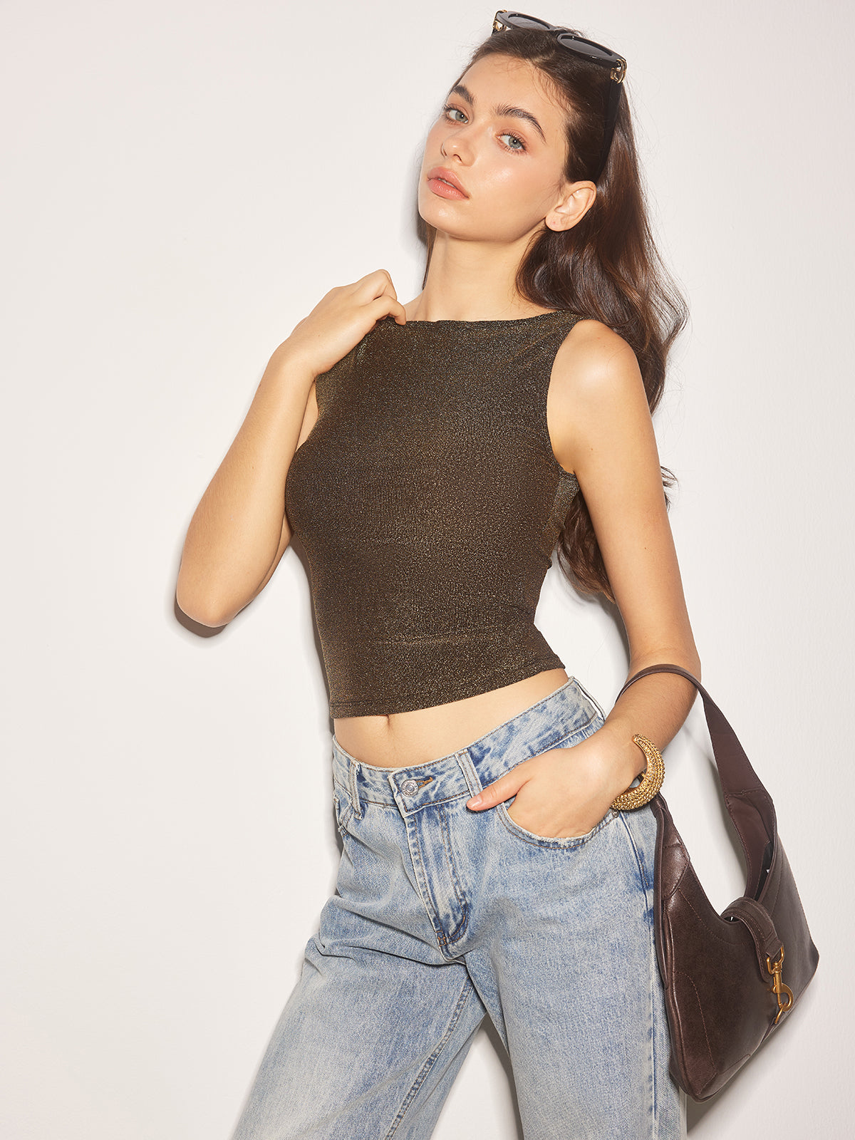 Mia | Elegantes Purl Crop Tank Top