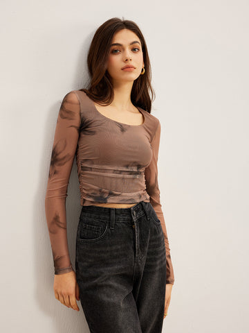 Tanja | Tie-Dye Floral Mesh T-Shirt